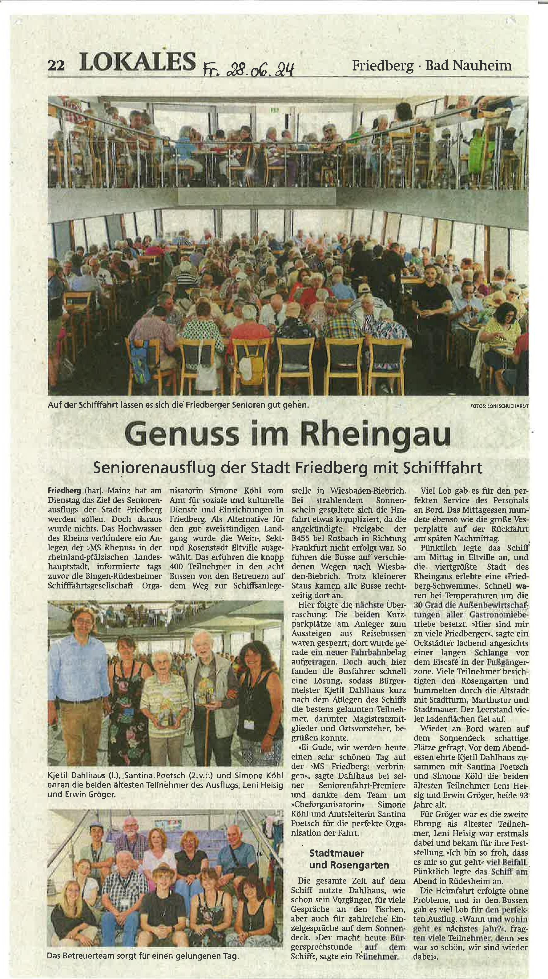 Seniorenausflug 2024 - Presseartikel